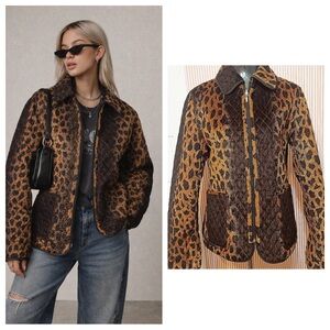 Leopard Print Reversible Quilted Jacket S Y2K Indie Sleaze Streetwear